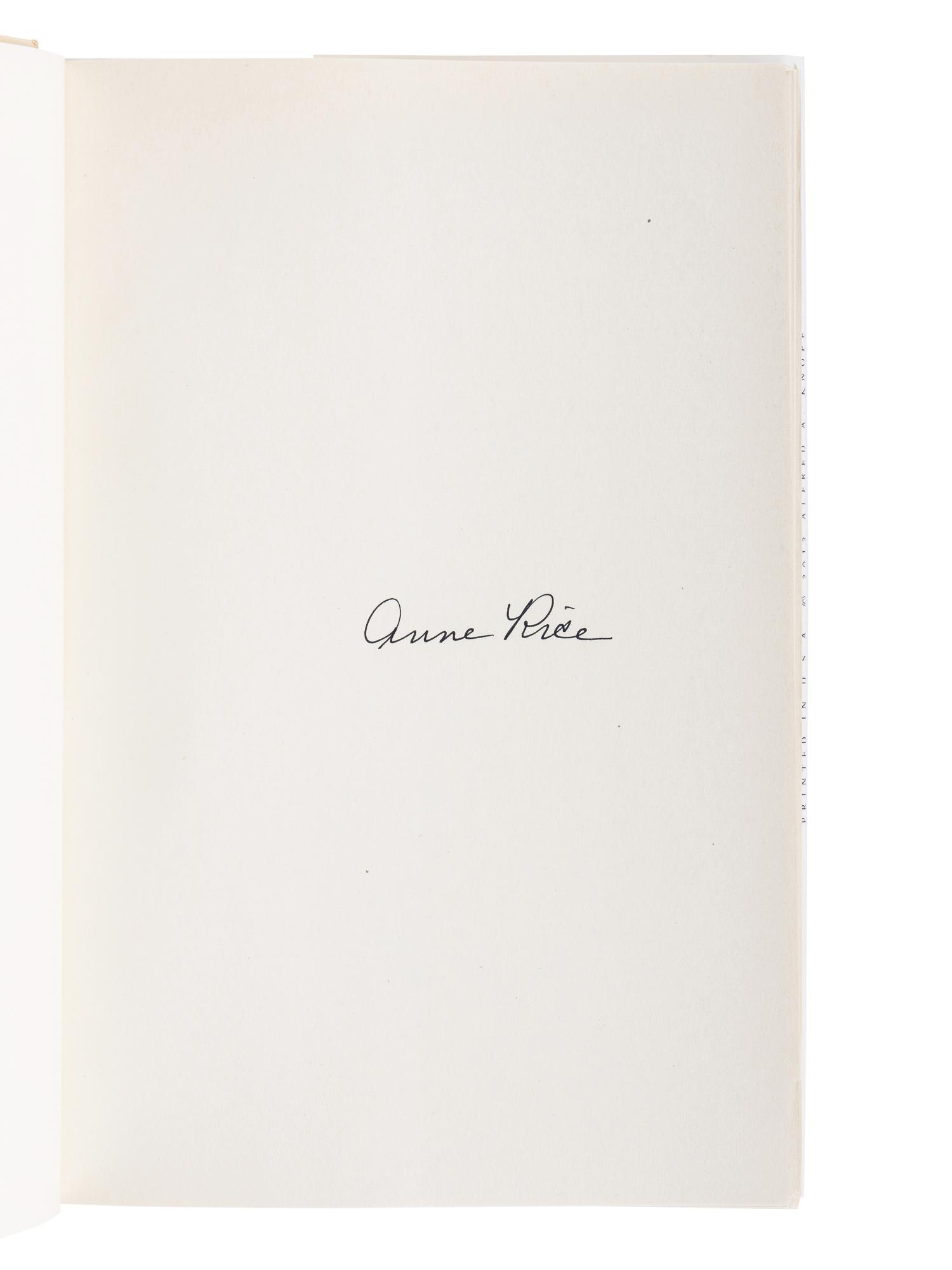RICE, Anne (1941-2001). A group of 7 works by Rice, ALL FIRST EDITIONS, MANY SIGNED OR INSCRIBED, comprising: