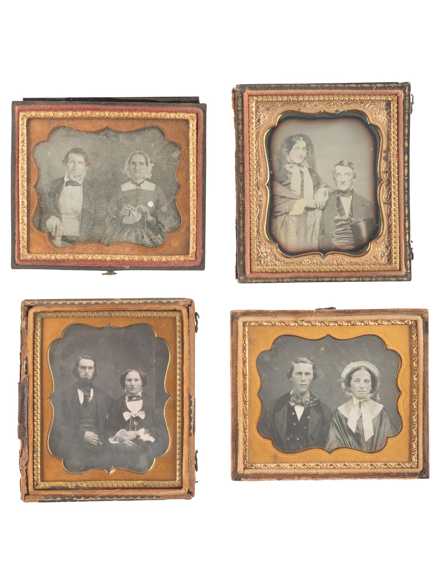 [EARLY PHOTOGRAPHY]. 18 sixth plate daguerreotypes of couples.