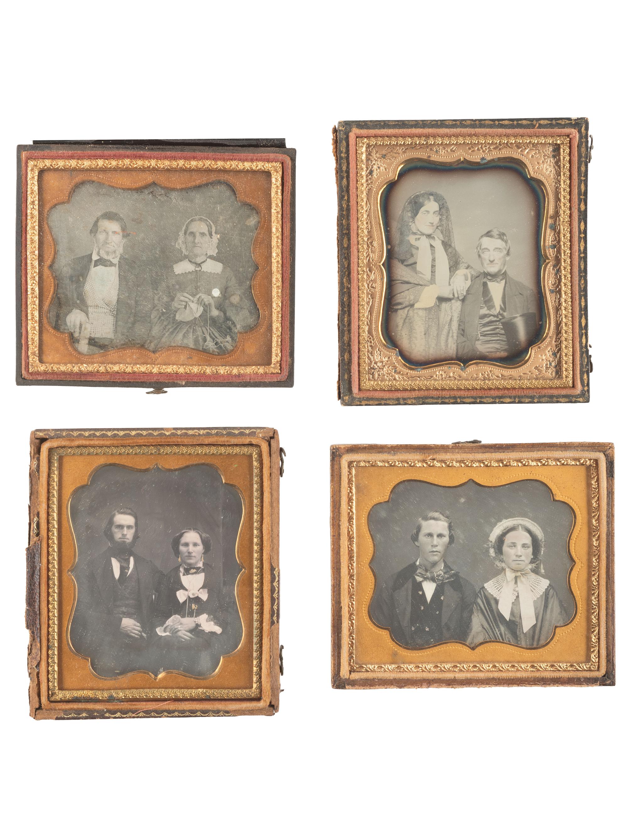 [EARLY PHOTOGRAPHY]. 18 sixth plate daguerreotypes of couples.