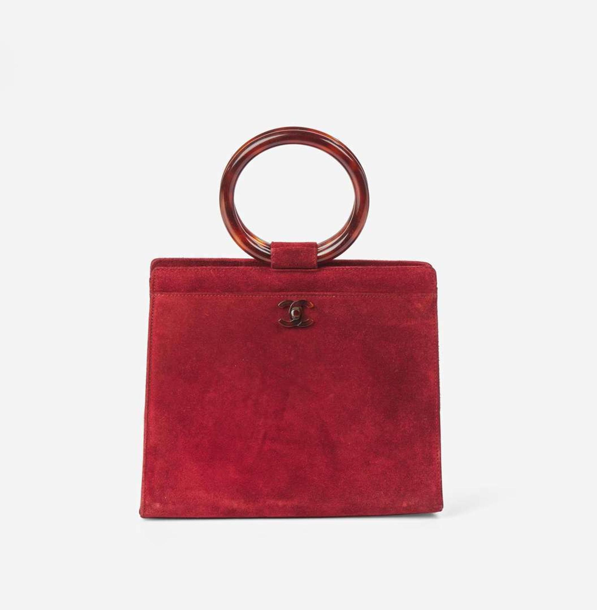 A Rare Vintage Chanel Burgundy Suede Handbag Chanel