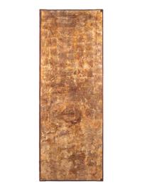 A Silver and Gilt Decorated Leather Four-Panel Screen