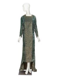 Mariano Fortuny, Stenciled Velvet & Pleated Silk Dress