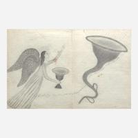 American School 19th century Two Mystical Drawings: The Trumpet of Truth and A Light to Them that Sit in Darkness