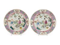 A Pair of Chinese Export Famille Rose Porcelain Plates