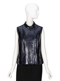 Brunello Cucinelli. Midnight Blue Snakeskin Vest