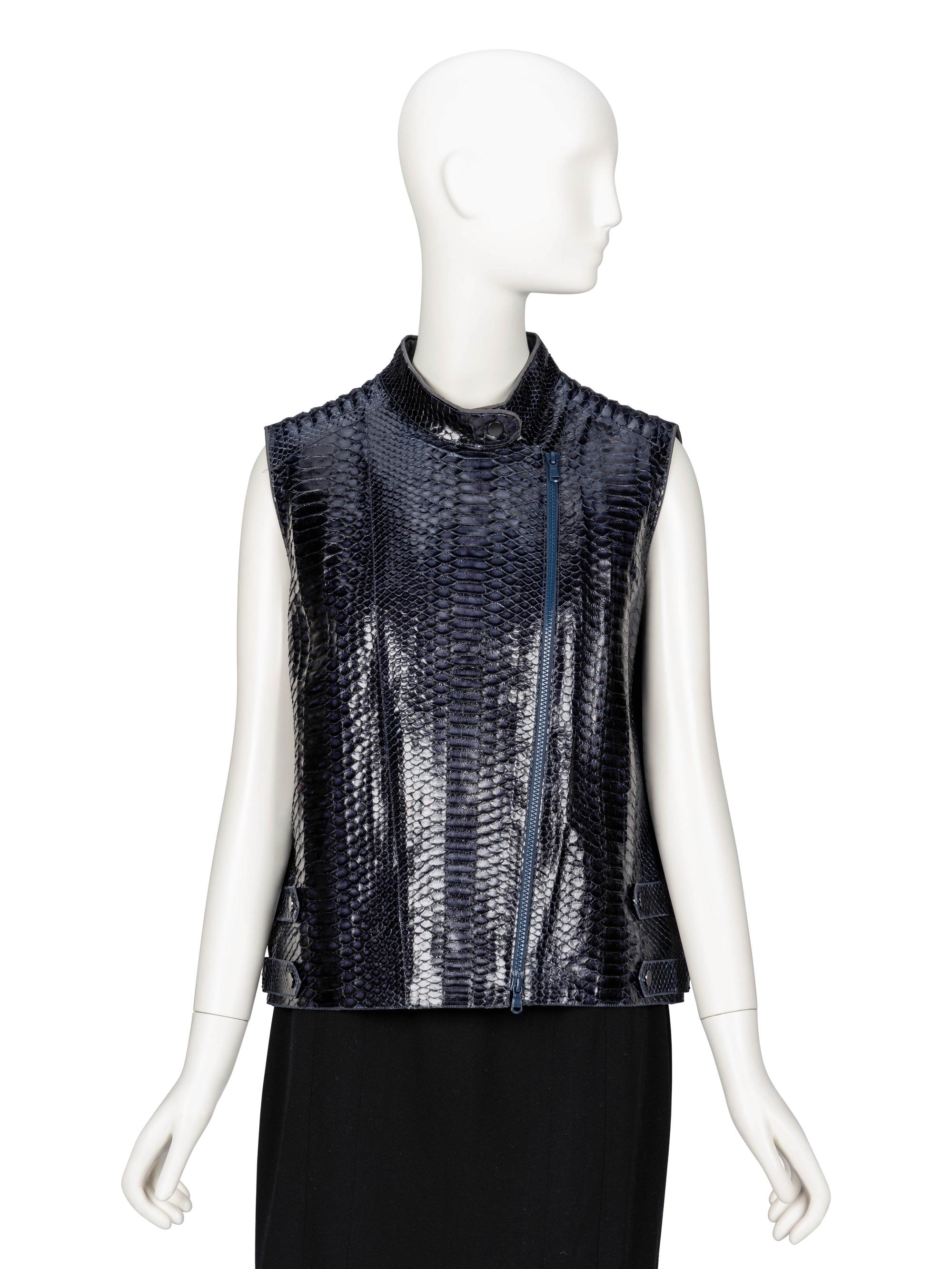 Brunello Cucinelli. Midnight Blue Snakeskin Vest