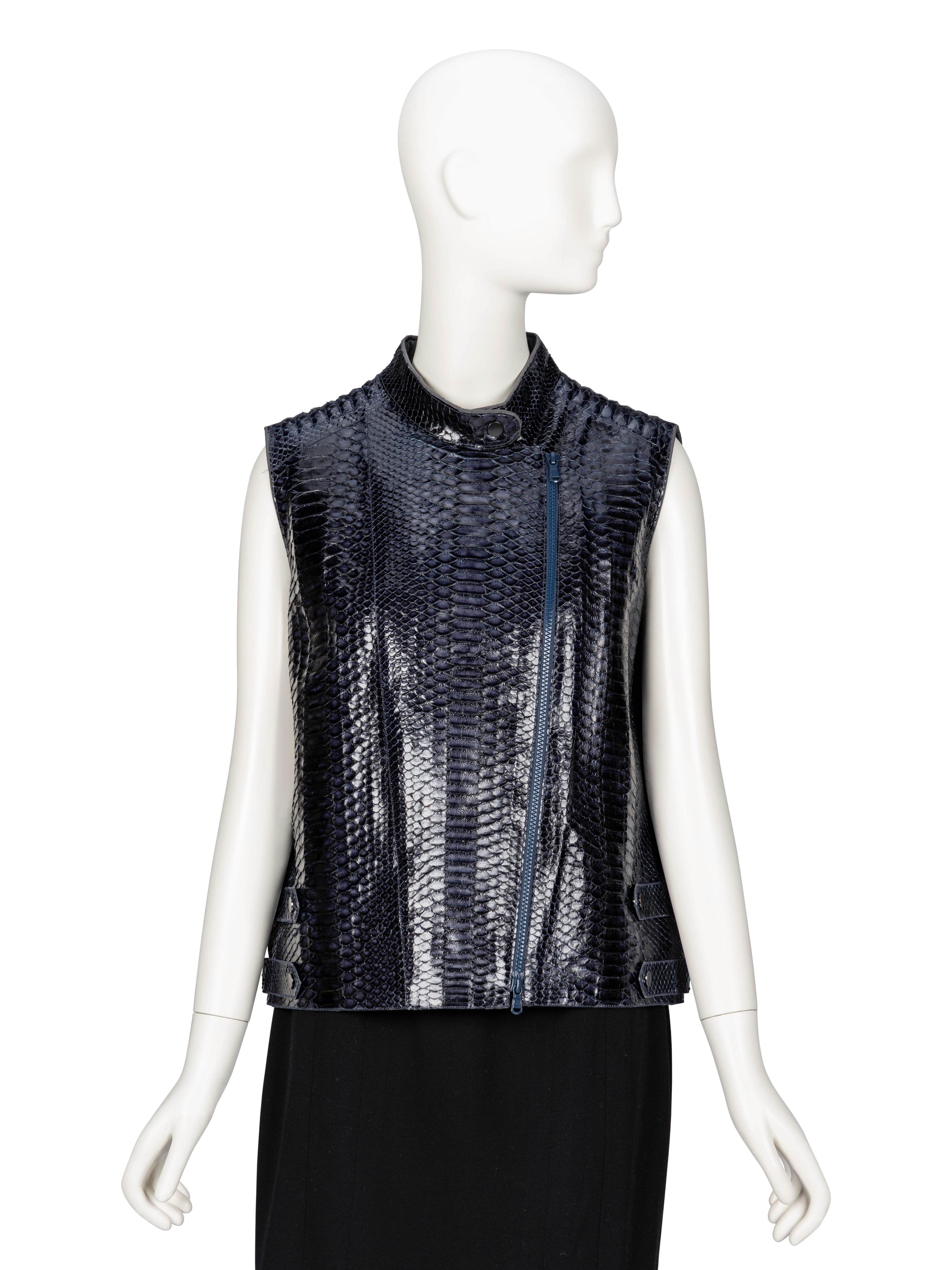 Brunello Cucinelli. Midnight Blue Snakeskin Vest