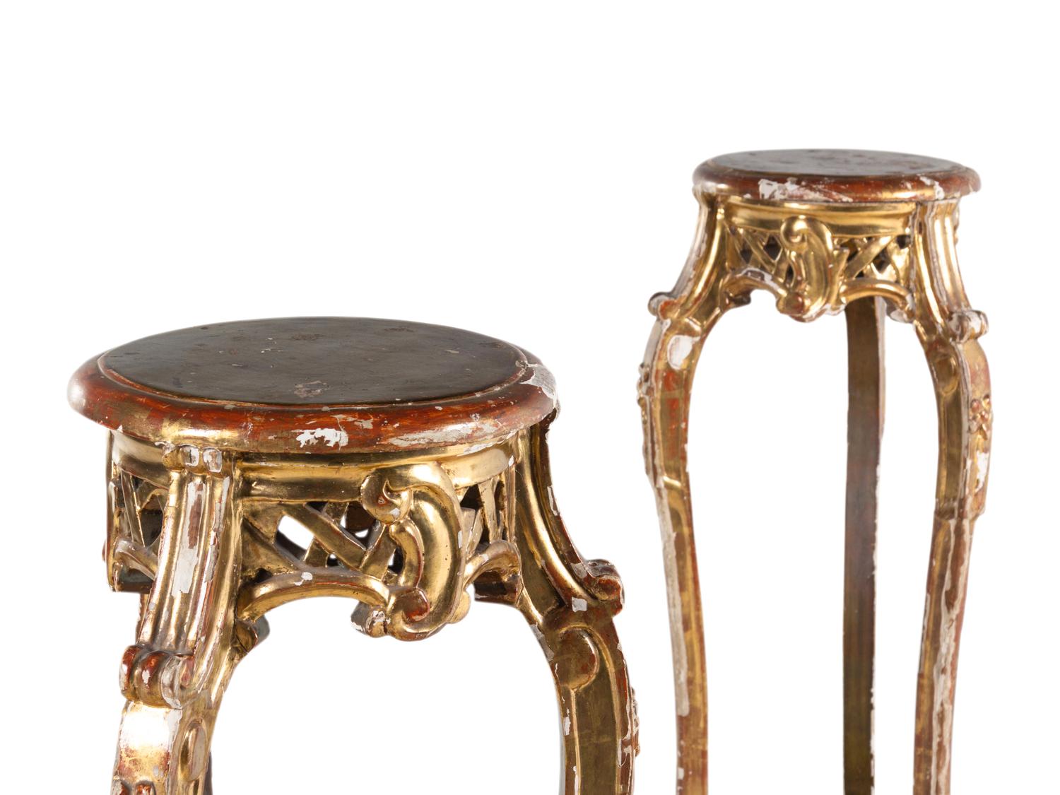 A Pair of Continental Giltwood Pedestals