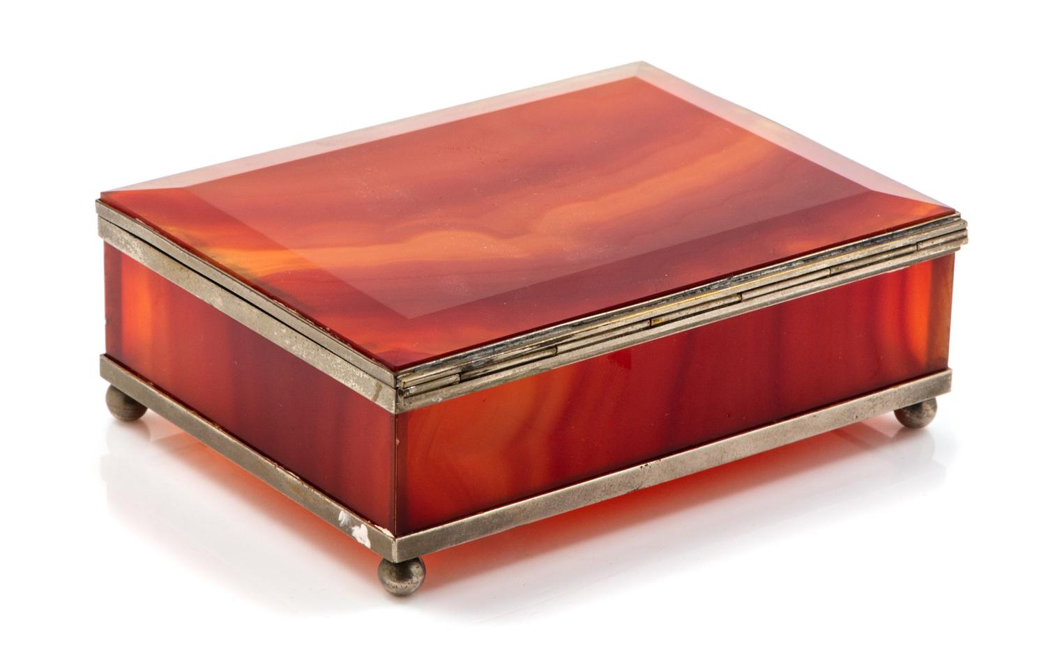 A Carnelian Table Casket Width 4 7/8 inches. — 20TH CENTURY