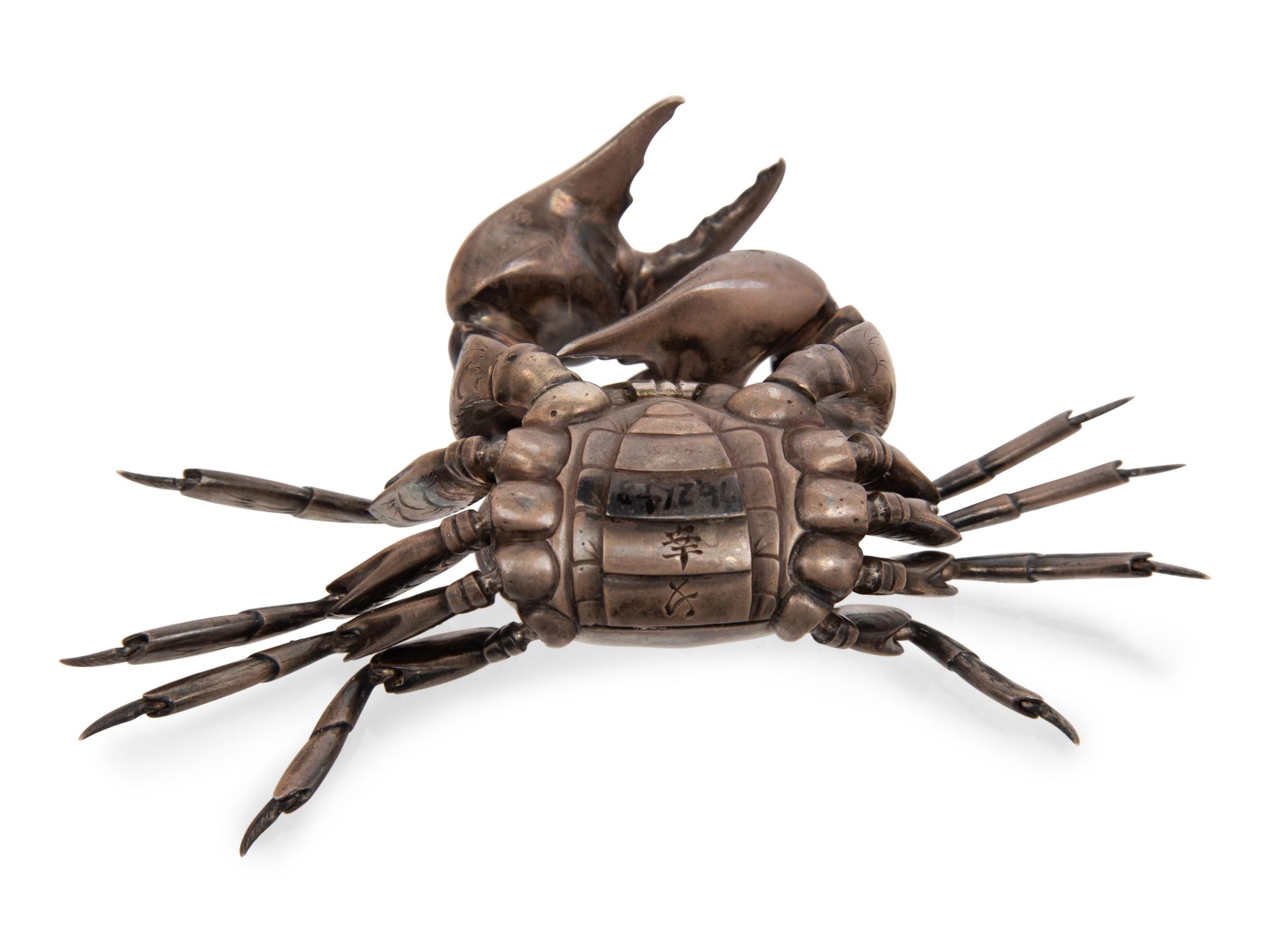 A Japanese Silver Articulated Model of a Crab
