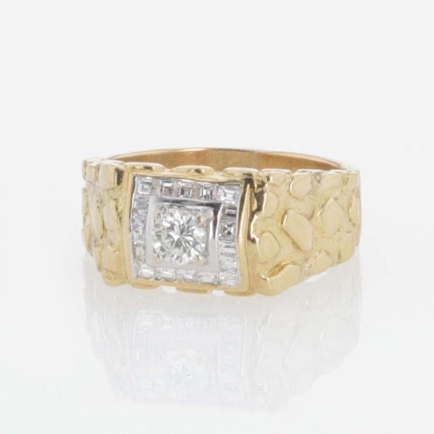 A Men's Gold and Diamond Ring and Gruen Veri-Thin Precision Watch