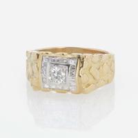 A Men's Gold and Diamond Ring and Gruen Veri-Thin Precision Watch