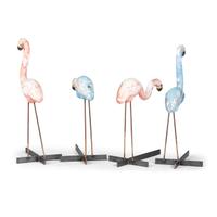 Four Cast Cement and Iron Pool Flamingos