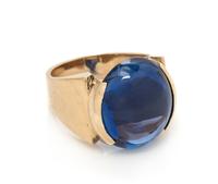 A 14 Karat Yellow Gold and Ceylon Sapphire Ring,