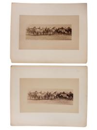 [MONTANA]-- [DAKOTA]. A group of 5 photographs, incl. buffalo, elk, and horses, highlighted by stereoview of horse-drawn wagon outside the "Pony Saloon" in Glendale, Montana by Henry W. Brown.