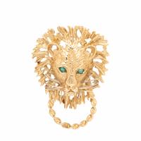 Yellow Gold Lion Door Knocker Pendant