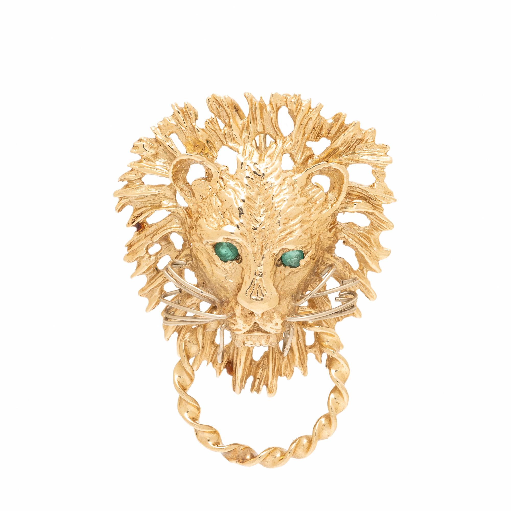 Yellow Gold Lion Door Knocker Pendant