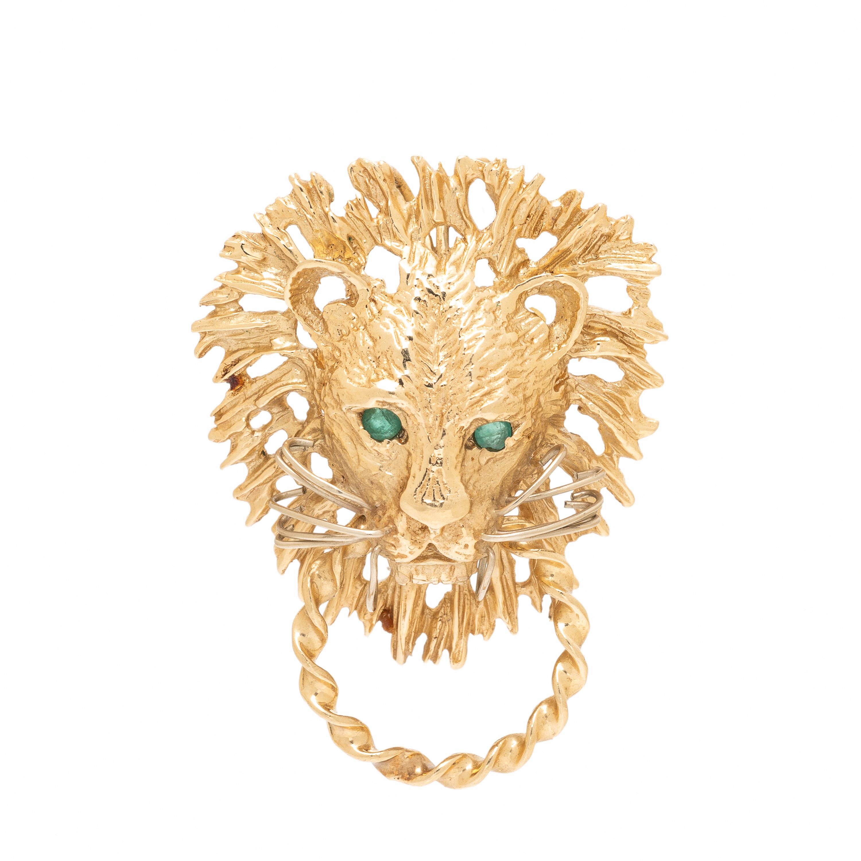 Yellow Gold Lion Door Knocker Pendant