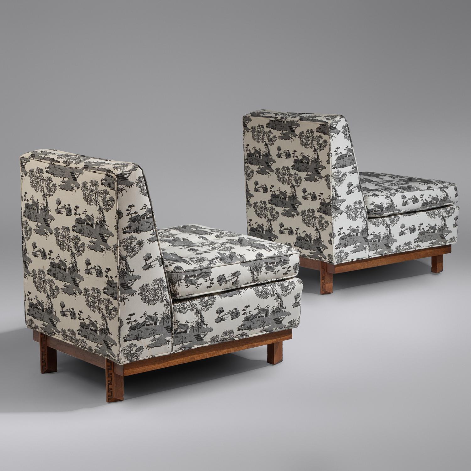 Taliesin slipper chairs, pair, c. 1955 Heritage Henredon USA
