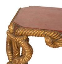 An Italian Carved Giltwood and Faux Porphyry Side Table