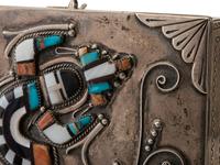 Lidded Sterling Silver Box, with Mosaic Inlay Rainbow Man