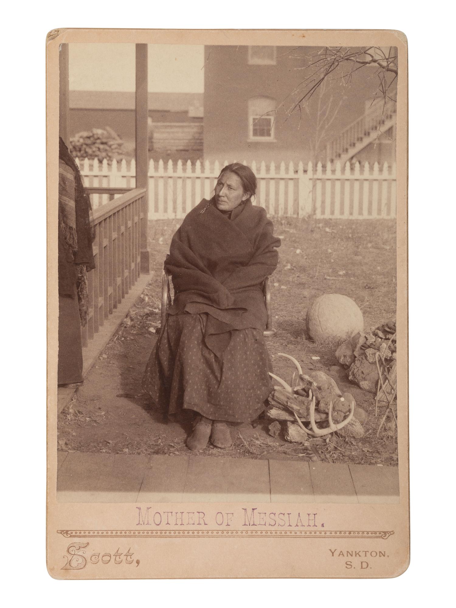 SCOTT, George W. (1854-1910), photographer. Cabinet card of "Mother of Messiah" at Standing Rock Reservation, ca 1890.