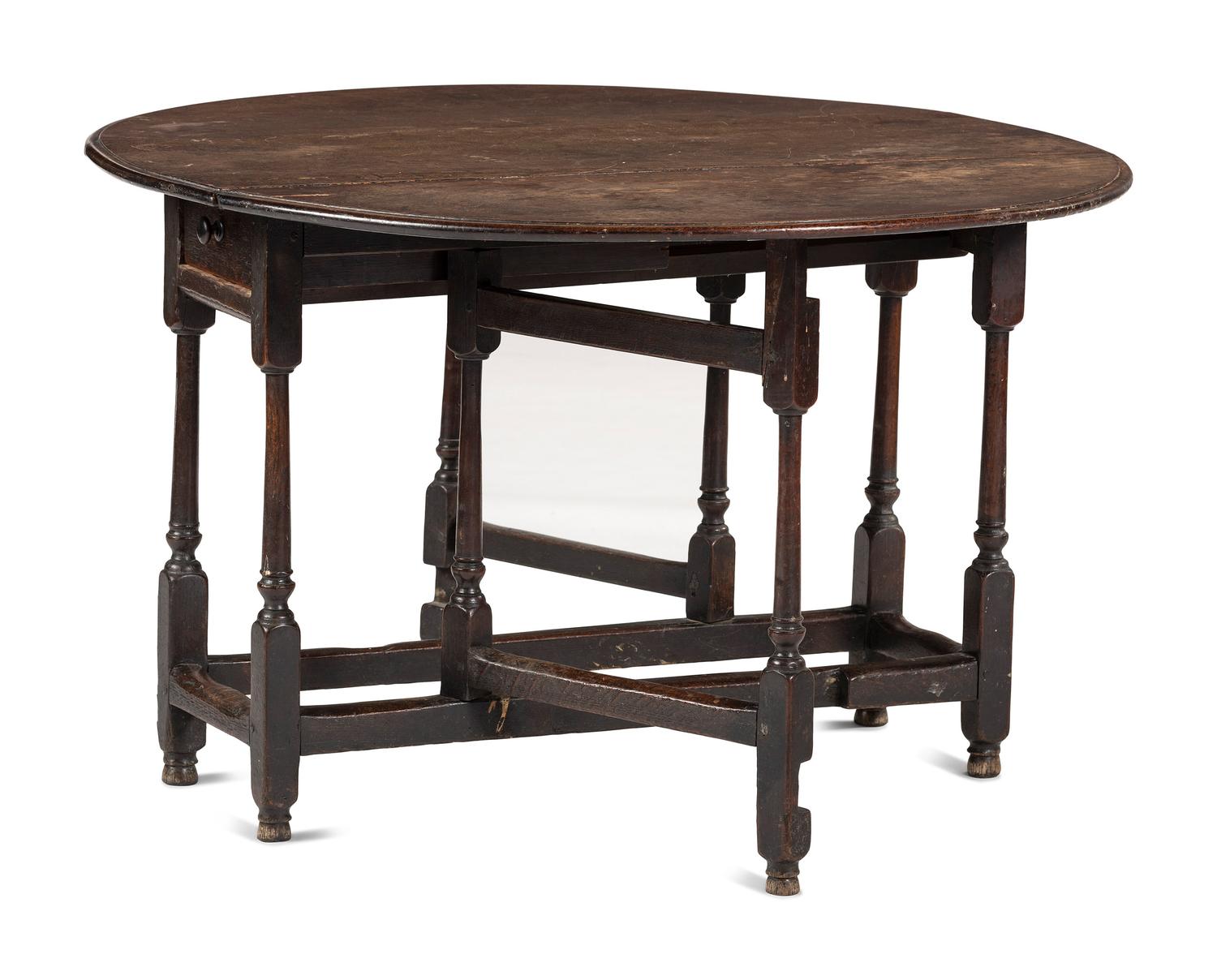 A William and Mary Walnut and Oak Gate-Leg Table