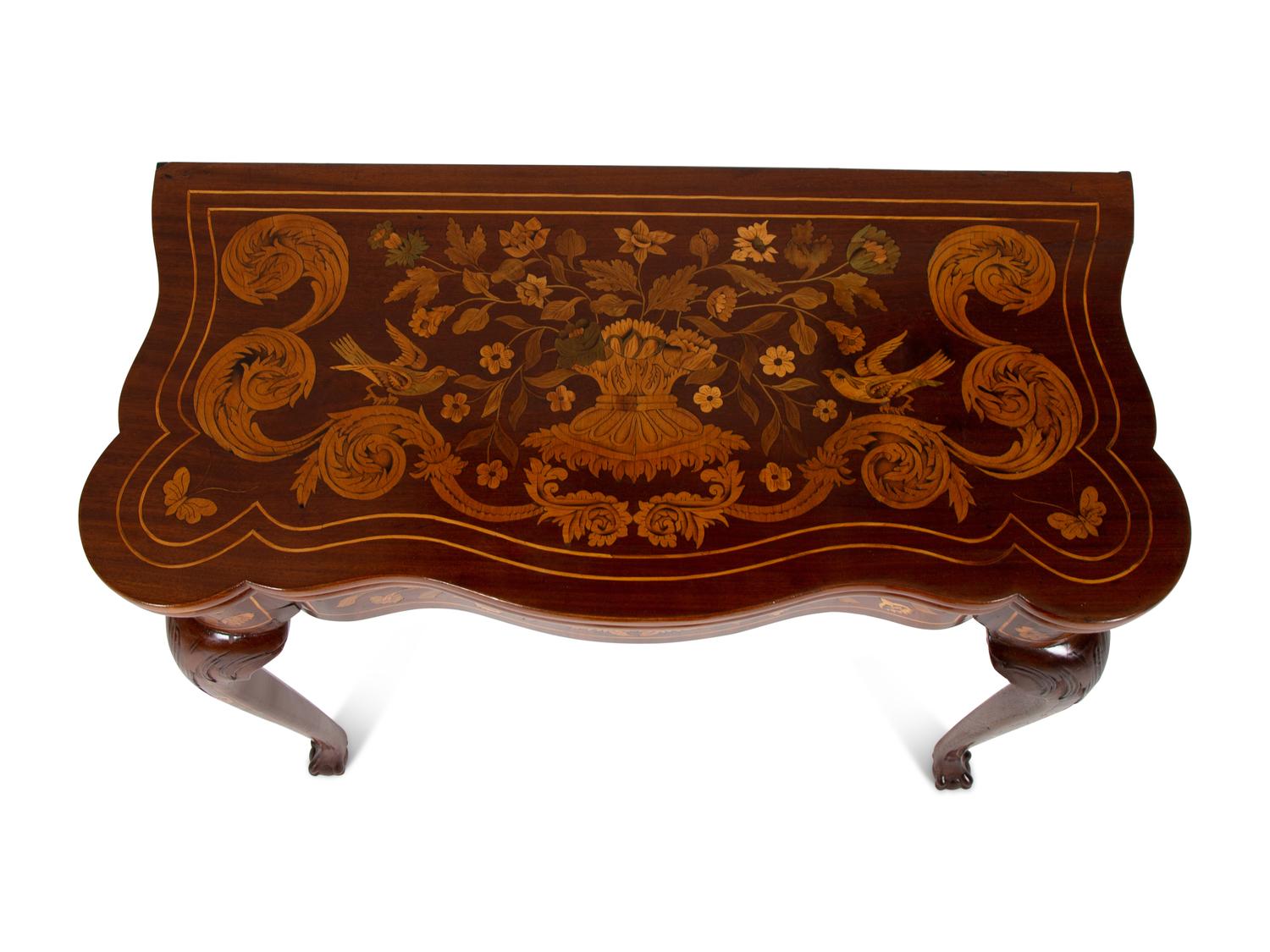A Dutch Marquetry Flip-Top Table