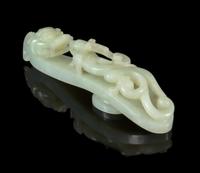 A Carved Jade Belt Hook Length 5 1/2 inches.
