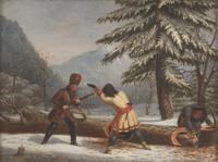 James Hope (Scottish/American, 1818/1892) — Bear Hunt in Winter , 1851