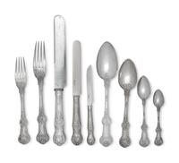 An Extensive Russian Silver and Silver-Gilt Flatware Service in Original Fitted Case