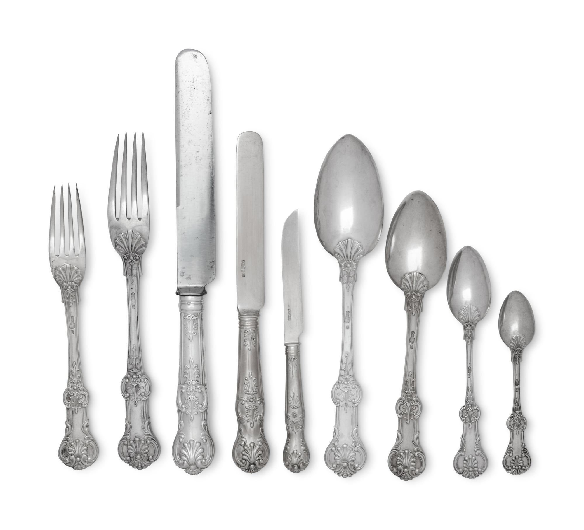 An Extensive Russian Silver and Silver-Gilt Flatware Service in Original Fitted Case