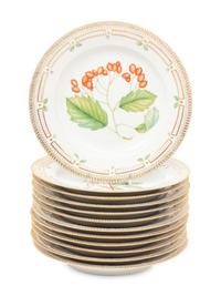 A Group of Twelve Royal Copenhagen Flora Danica Porcelain Dinner Plates