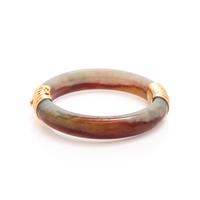 David Lin, Russet and Green Jade Bangle Bracelet