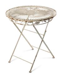 A Painted Cast Iron Garden Table and Two Chairs