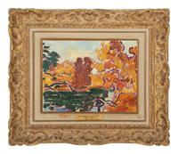 Paysage d'automne au bord de la rivière , c. 1935