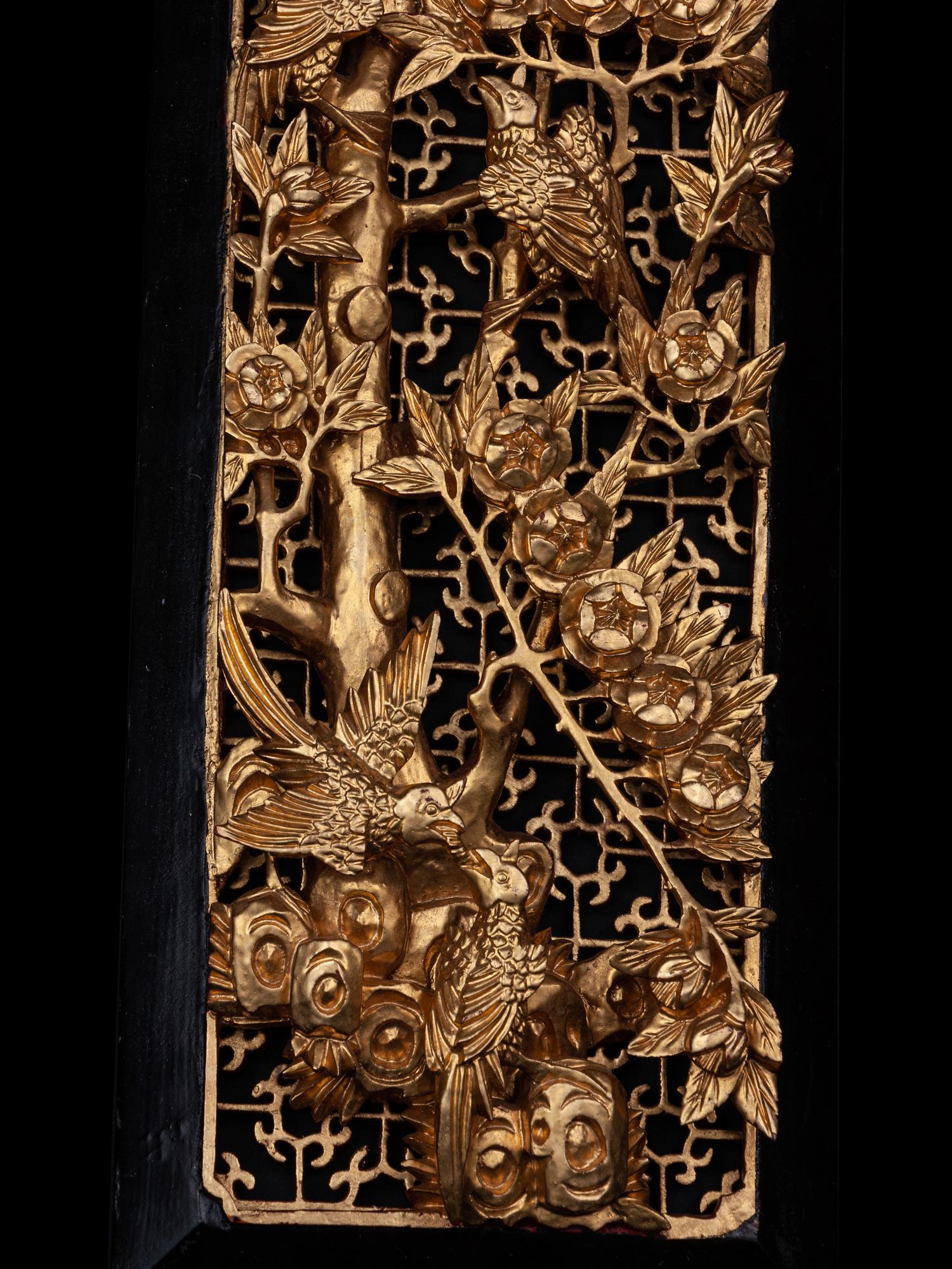 Two Chinese Gilt Wood Panels