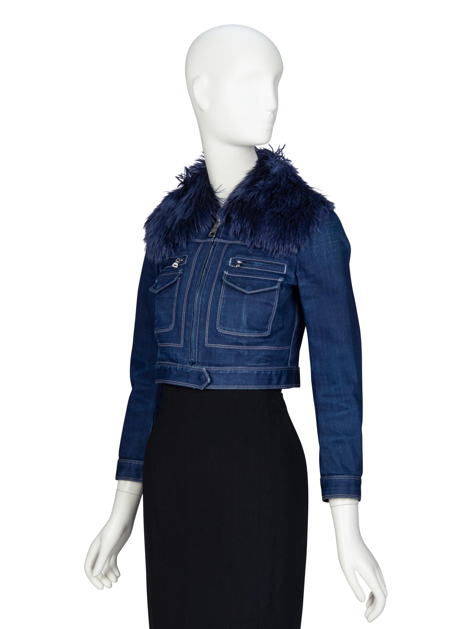PRADA, FUR & DENIM CROP JACKET