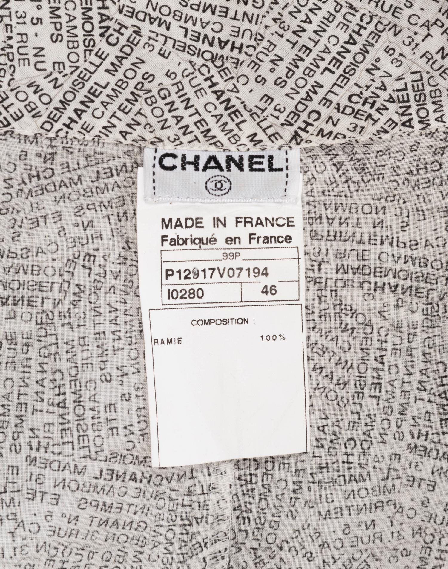 Chanel Address Print Button Front Dress, Spring 1999