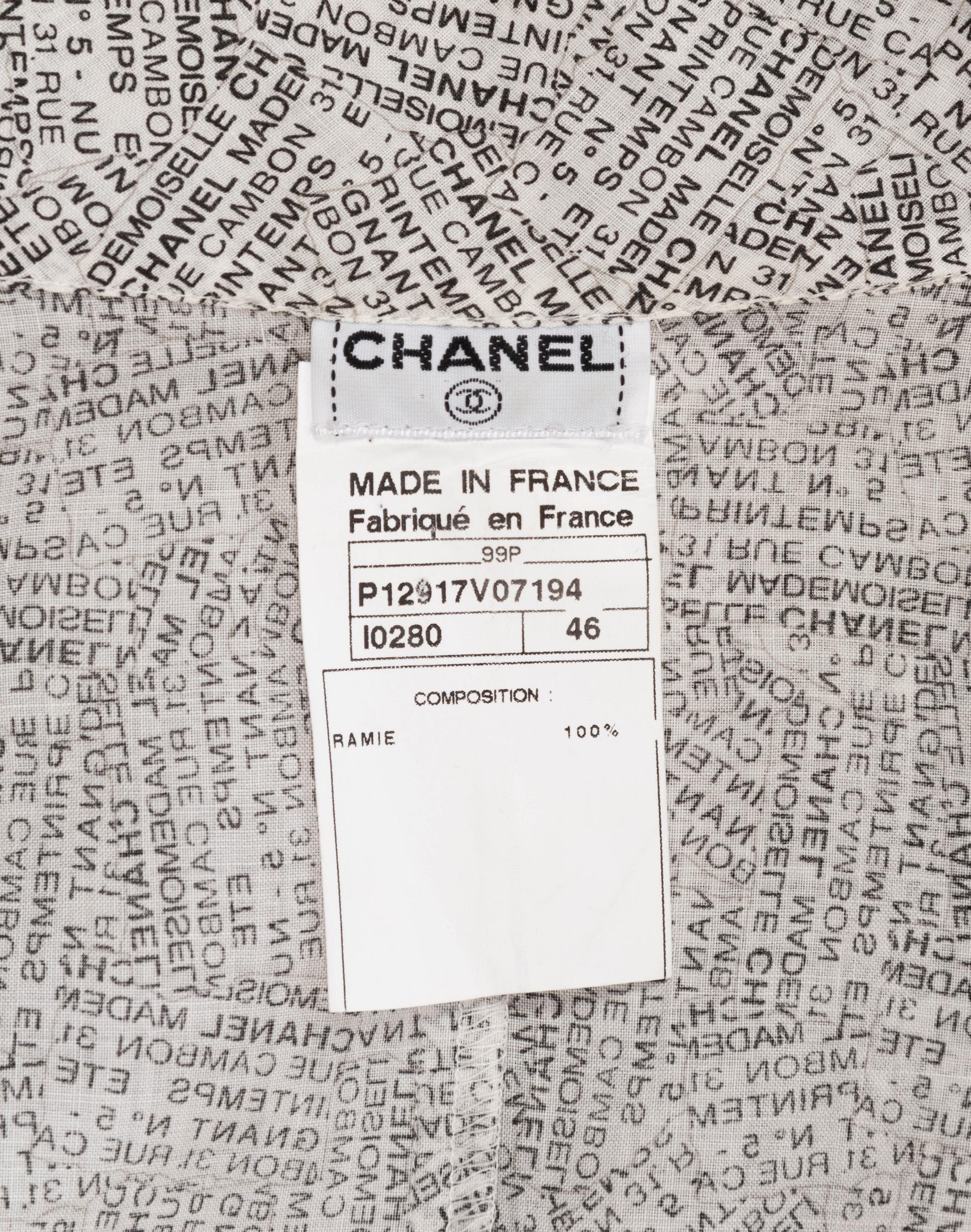 Chanel Address Print Button Front Dress, Spring 1999
