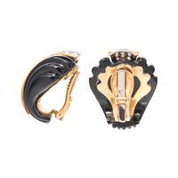 ONYX AND DIAMOND EARCLIPS