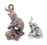 Two Italian Silvered Metal Elephant Figures