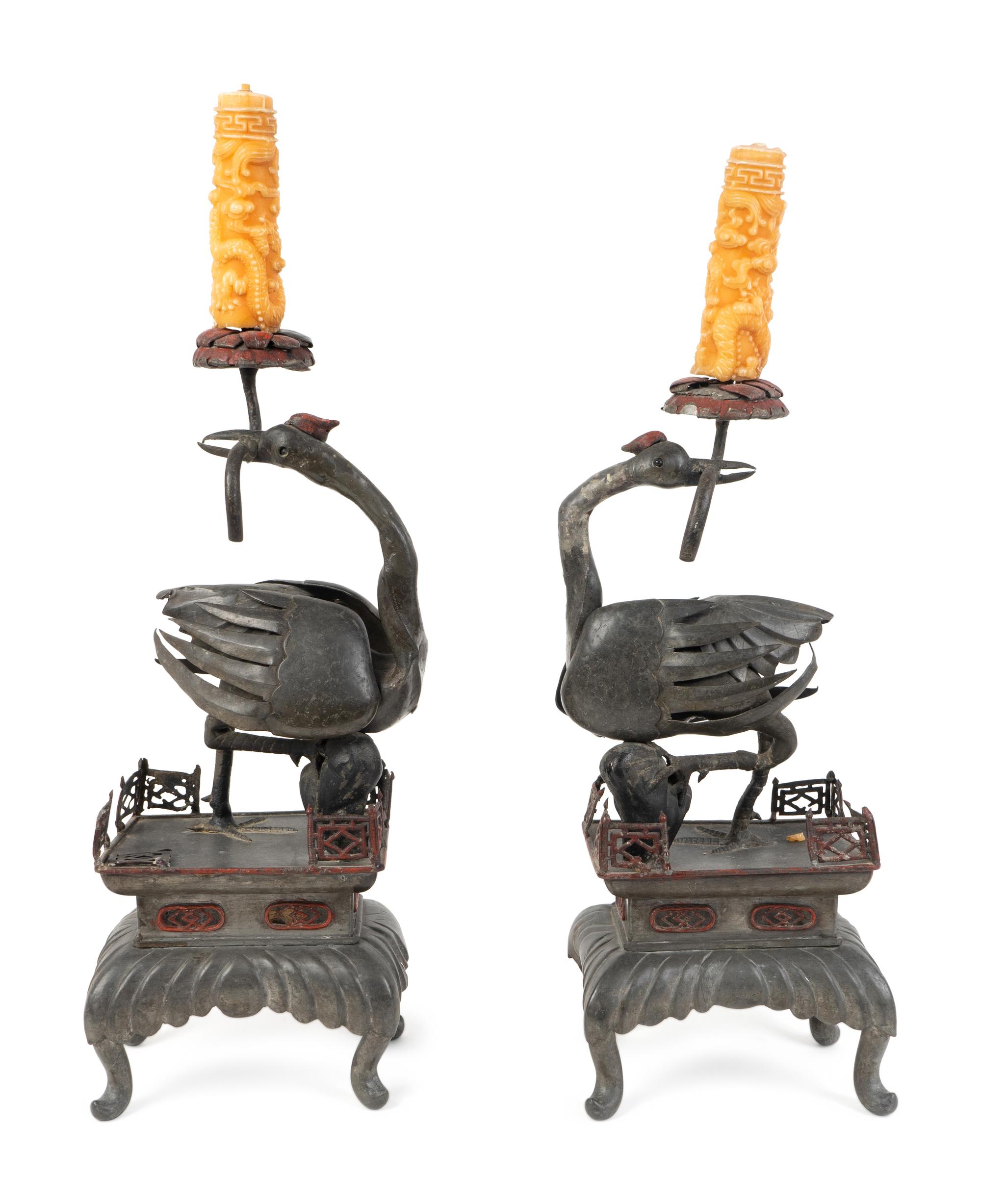A Pair of Asian Metal Candlestands — 19TH/20TH CENTURY