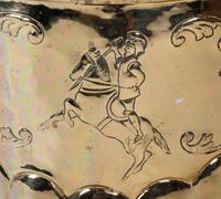 A White Glazed Pottery Jardinière and a Brass Jardinière