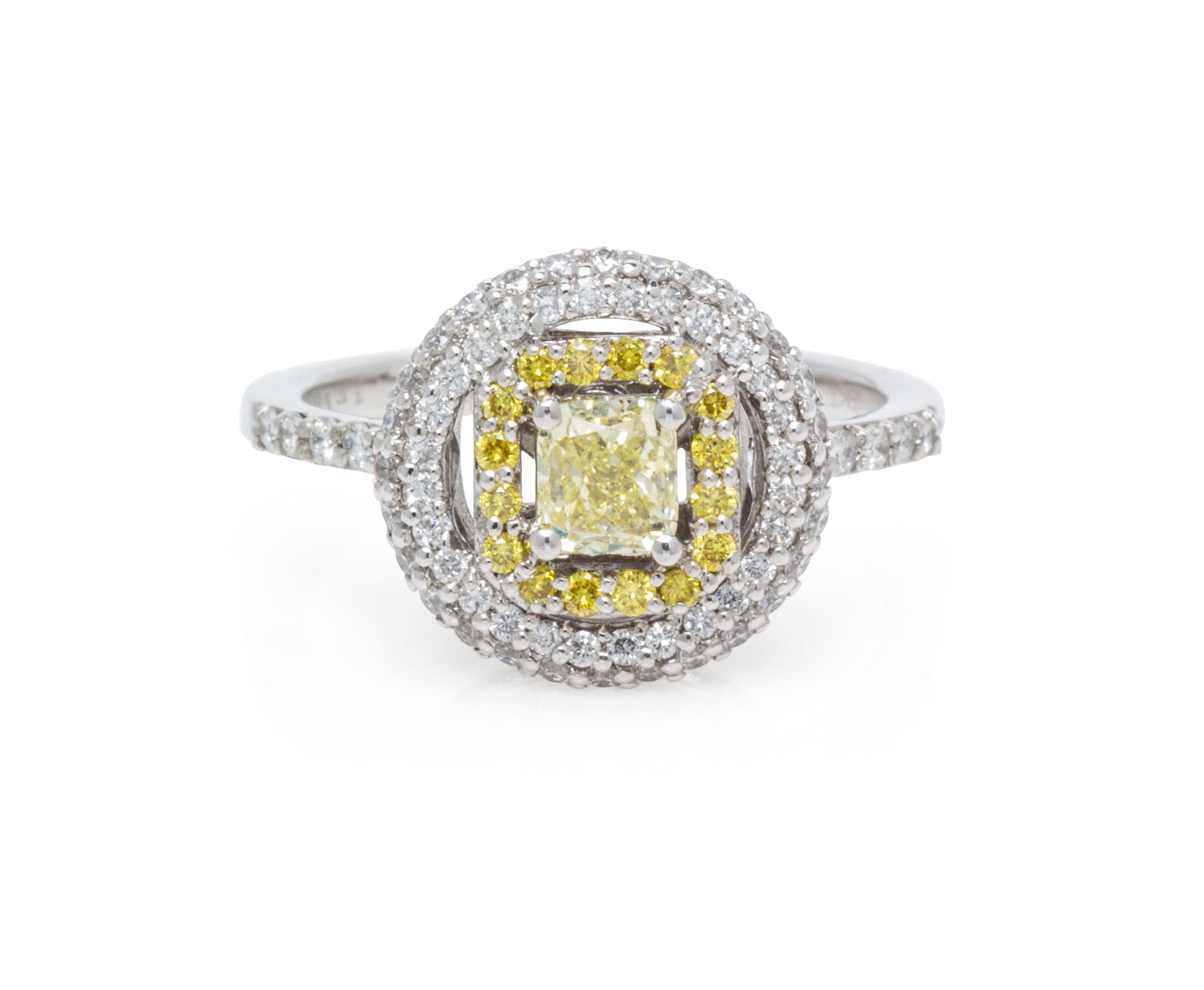 An 18 Karat White Gold, Colored Diamond and Diamond Ring, Le Vian, 3.10 dwts.