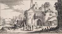 A group of five prints ( The Brewery by a Frozen Canal; The Repast Under the Tent; The Village Gateway; Untitled (Archway Over the Road); Untitled (View of a Walled Town) )