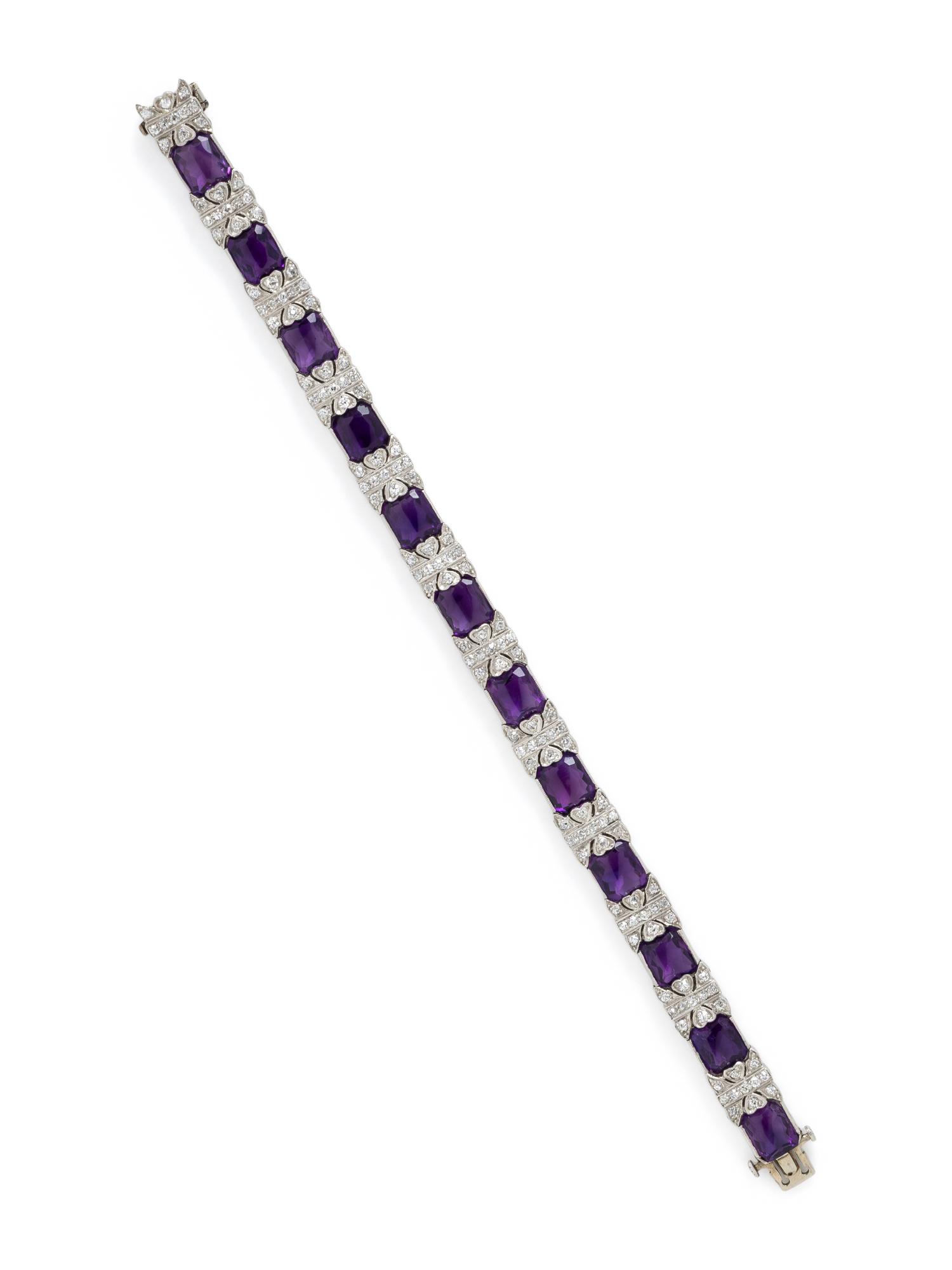 BETTERIDGE, AMETHYST AND DIAMOND BRACELET