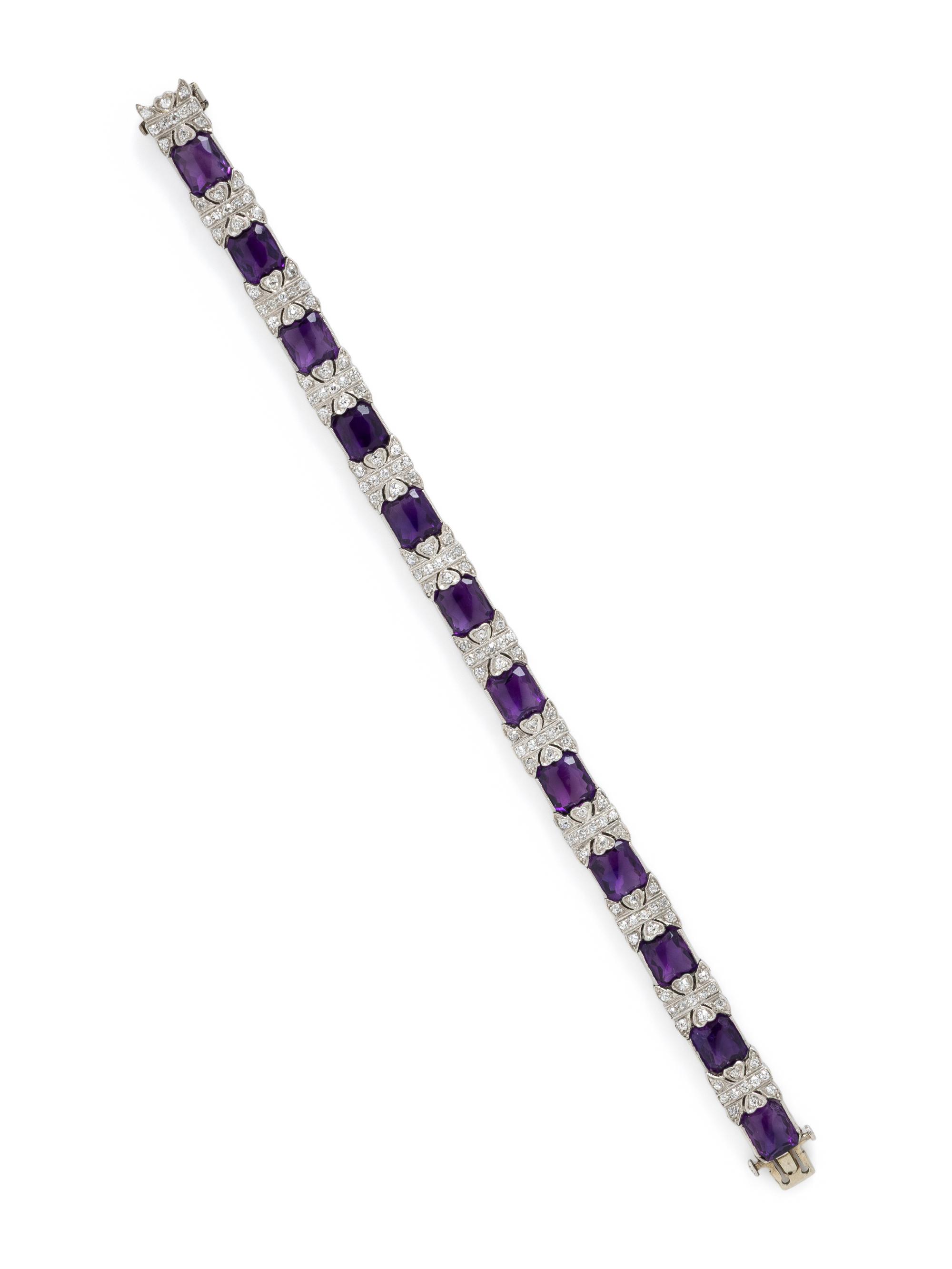 BETTERIDGE, AMETHYST AND DIAMOND BRACELET