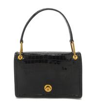 An Hermes Black Shiny Porosus Crocodile Piano Bag, 9 x 5 1/2 x 2 inches.