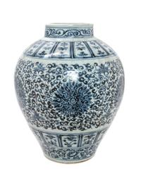 A Chinese Blue and White Porcelain Jar Height 19 inches.